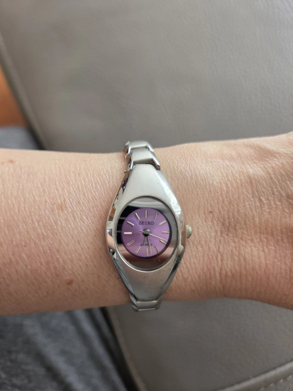 Seiko Women's Silver Bracelet Watch with Purple Dial